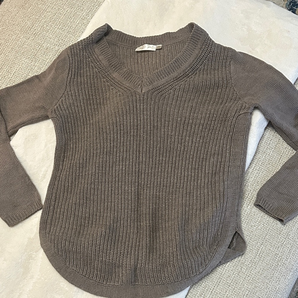 RD Style Taupe V-Neck Sweater